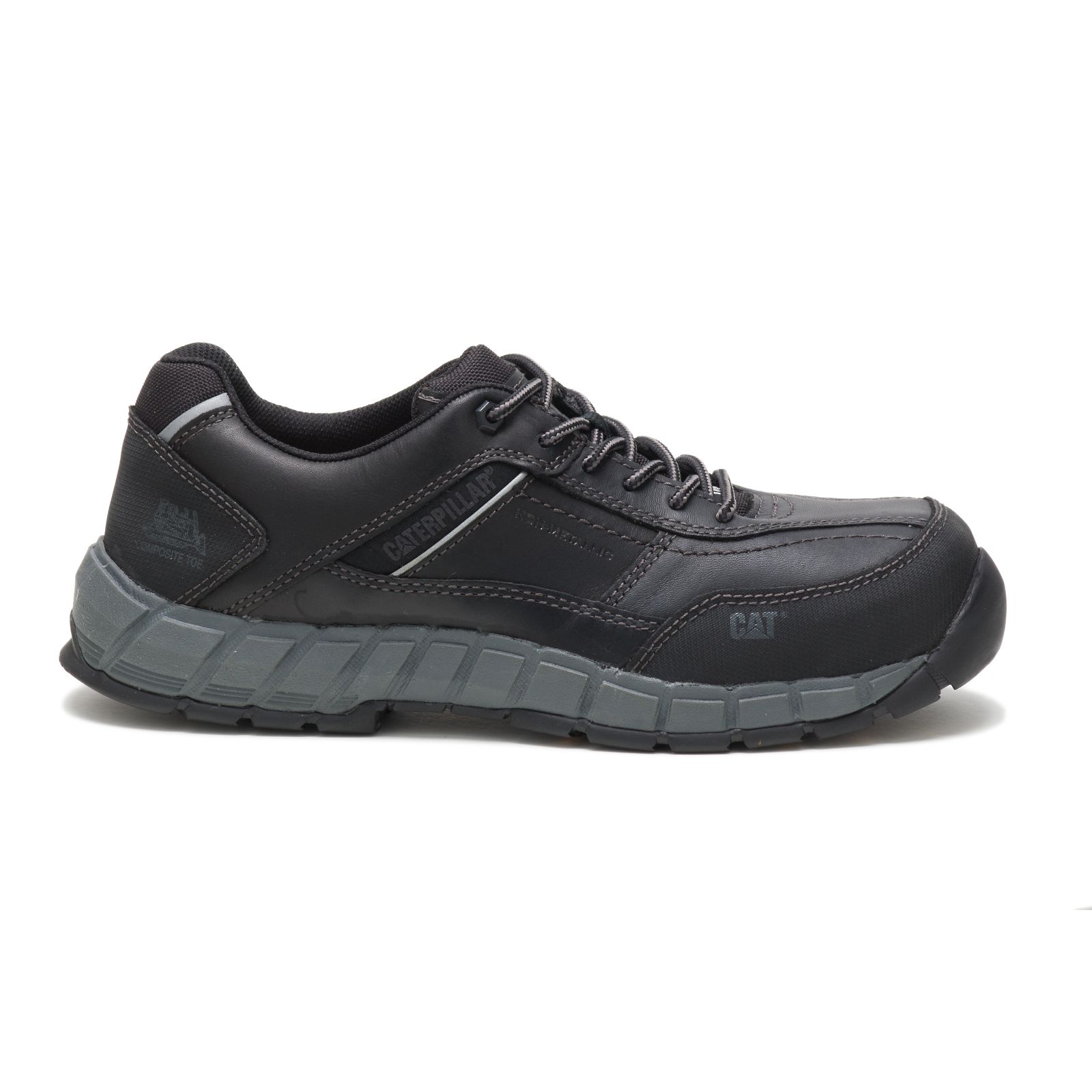 Caterpillar Streamline Leather Composite Toe - Mens Work Shoes - Black - NZ (069PRJQAS)
